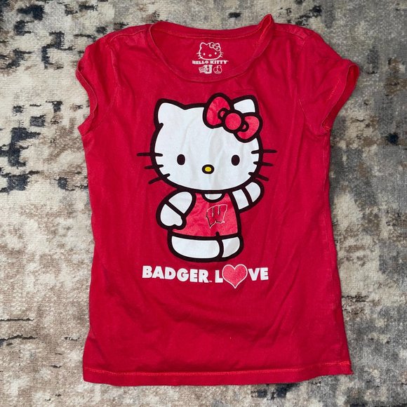 Hello Kitty Tops - Hello Kitty Wisconsin Badgers Mini Graphic Baby Tee